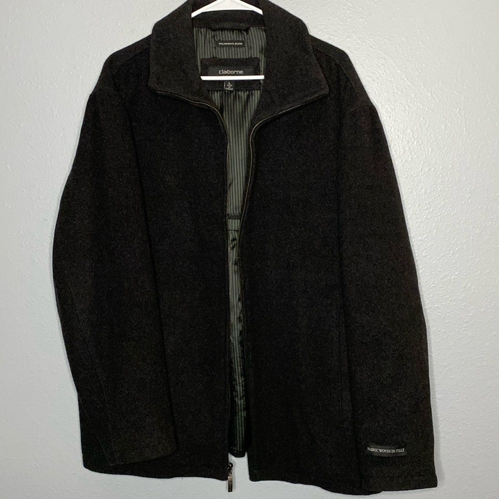 Liz Claiborne Italian Wool Blend Classic Zip Up Jacket Size Large